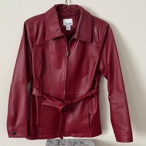 East 5th Burgundy Leather Zip-Belt Jacket